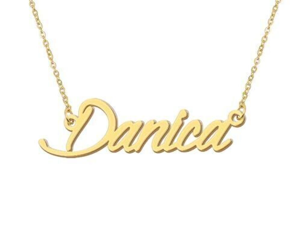 5291 18k Gold Plated Danica Name Necklace Nameplate Pendant Necklace